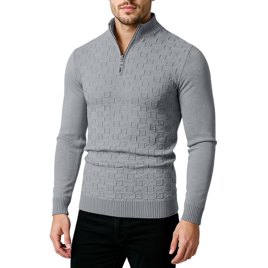 Men  Trend  Leisure  Half Zipper  Standing Collar  Knitted Sweater  Sweater