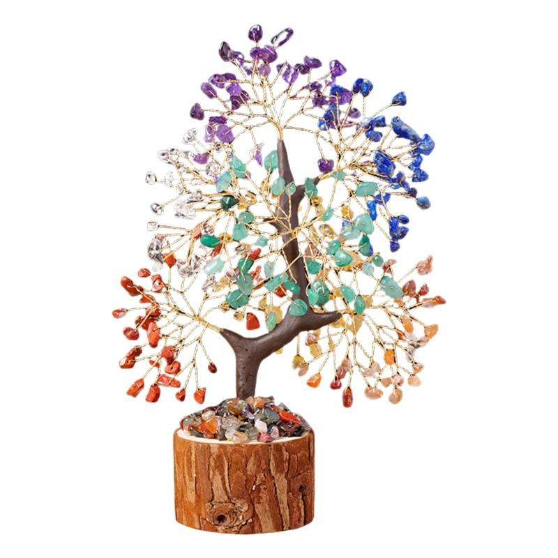 Crystal Tree Figurine Home Desktop Decors Lucky Ornament Handmade Bonsais Money Tree for Fengshui Enthusiasts Decoration