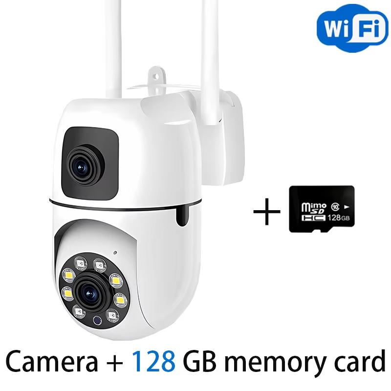 8-мегапиксельная IP-камера с двумя объективами, двумя экранами, WiFi-камерами, PTZ, наружной цветной камерой с функцией ночного видения и автоматическим слежением, системой видеонаблюдения, системой безопасности и видеонаблюдения