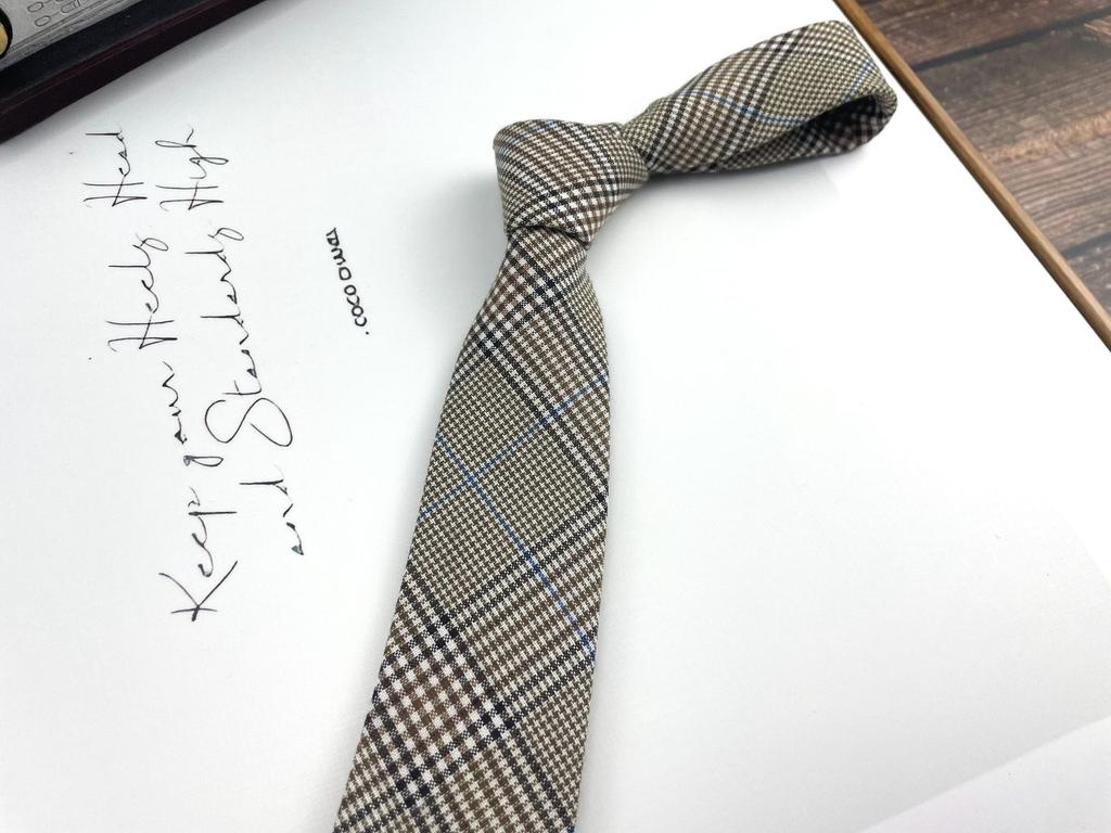 Men'S And Women'S Japanese Retro British 6Cm Narrow Tie Coffee Color Gray Blue Casual Grid, Get Married At Work