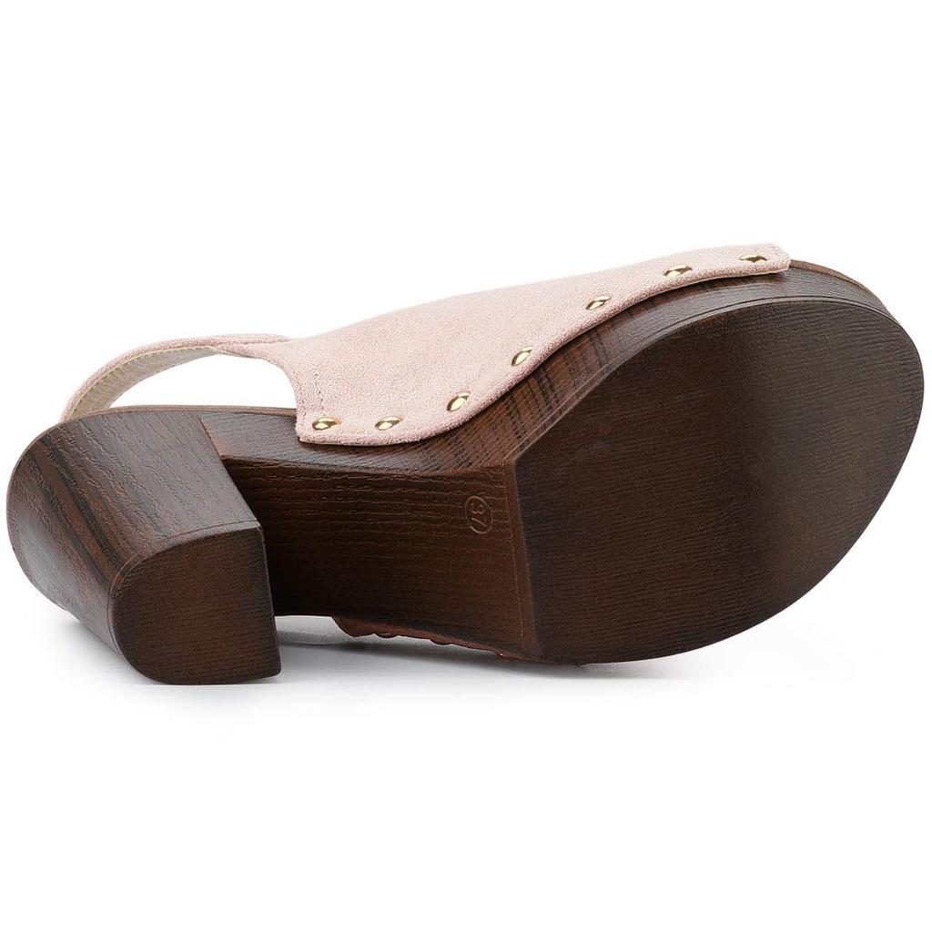 Allegra K Women's Platform Slingback Sandals with Chunky Heels, Dust Pink, Size 26.0cm