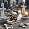 Skull Snake Figurine Small Resin Snake Skeleton Head Sculpture Gothic Tabletop Decoration for Halloween Party Bar Office Desk Ornament