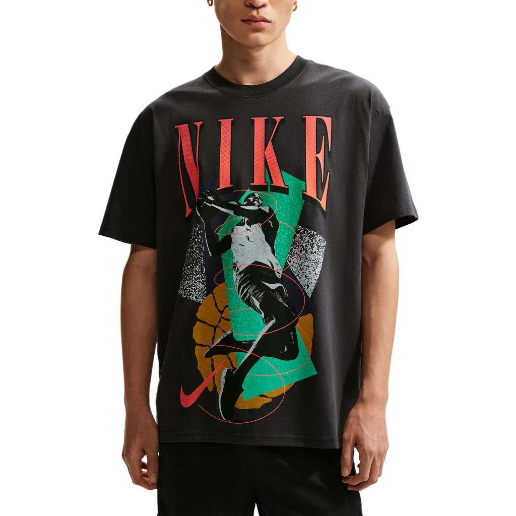 Nike Мужская хлопковая футболка с принтом на тему баскетбола, свободный крой, короткий рукав, топ IH4132-010