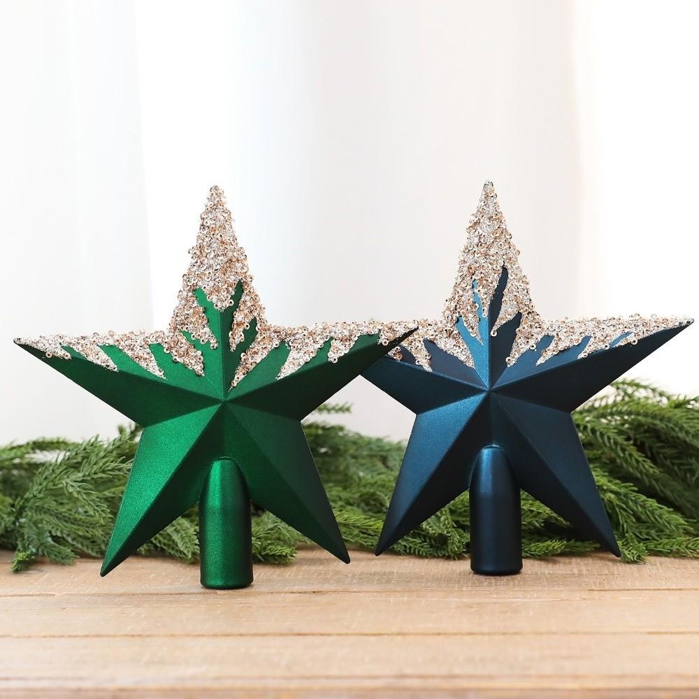 Electroplated Coating Christmas Tree Topper Star Plastic Glitter Star Tree Topper Home Christmas