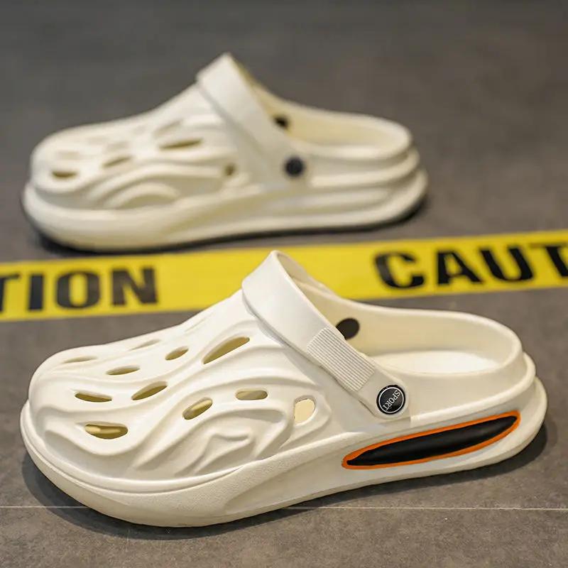 Модные Дырявые Мужские Шлепанцы Пляжные Мягкие Сабо Дешевая Обувь Распродажа Резиновые Оригинальные Удобные Элегантные Взрослые Повседневные Мужские Тапочки