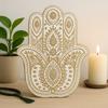 Hamsa Hand Wall Plaque, Mango Wood Whitewash