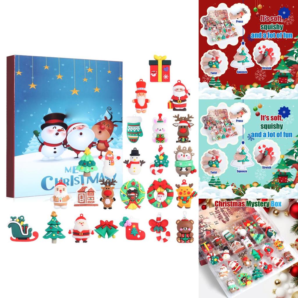 Календарь Адвента на Рождество от Санта-Клауса ПВХ 3D Знаковые Фигурки Для Праздничного Декора и Подарков