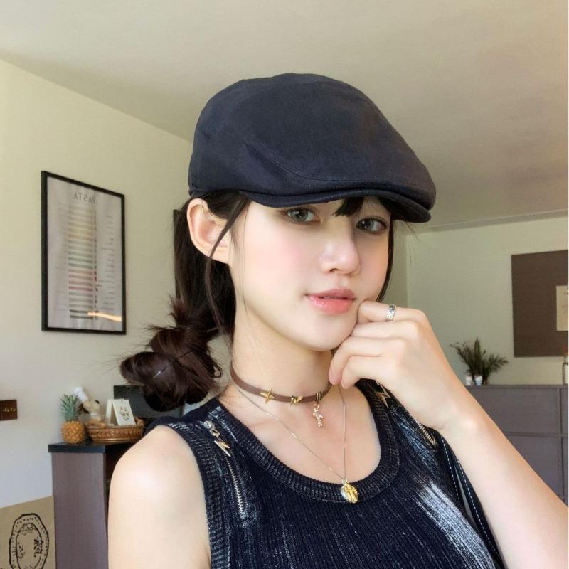 100% Linen Summer Old Money Retro Casual Forward Hat Solid Color Light and Breathable Adjustable To Show a Small Face