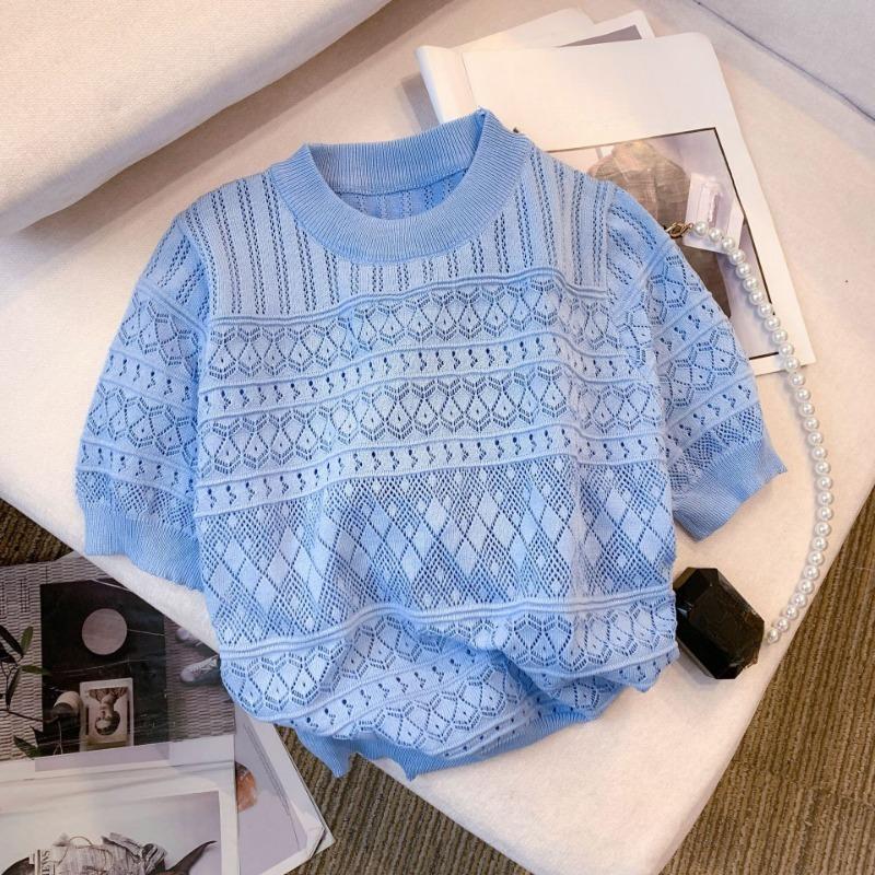 Летние повседневные трикотажные футболки с коротким рукавом, женские, темпераментные, шикарные, с круглым вырезом, свободные, женские футболки, топы, элегантные, облегающие, однотонные, женская футболка 26517