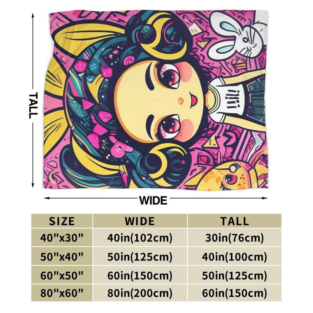 Fleece Throw Blanket 50"x60", Soft Cozy Warm Fuzzy Flannel Plush Blanket Fashion Bunny, Sofa, Bed, Living Room