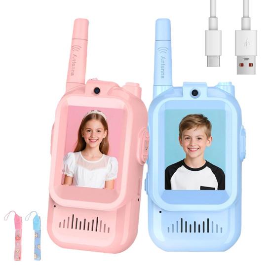 2 шт. Детский видеодомофон с голосовыми эффектами, большой дальности, с дисплеем, портативная беспроводная интерком-система, для помещений и улицы, игрушка-рация для мальчиков и девочек