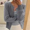 Autumn Winter Loose Knitted Cardigan Solid Color Soft Knitted for Women Cardigan Single Breasted Long Sleeve Jumper Woman Round Neck Cardigans Outwear