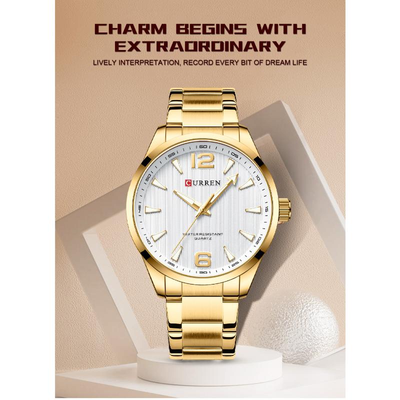 CURREN Новые лучшие мужские часы, повседневные кварцевые часы, простые мужские водонепроницаемые часы