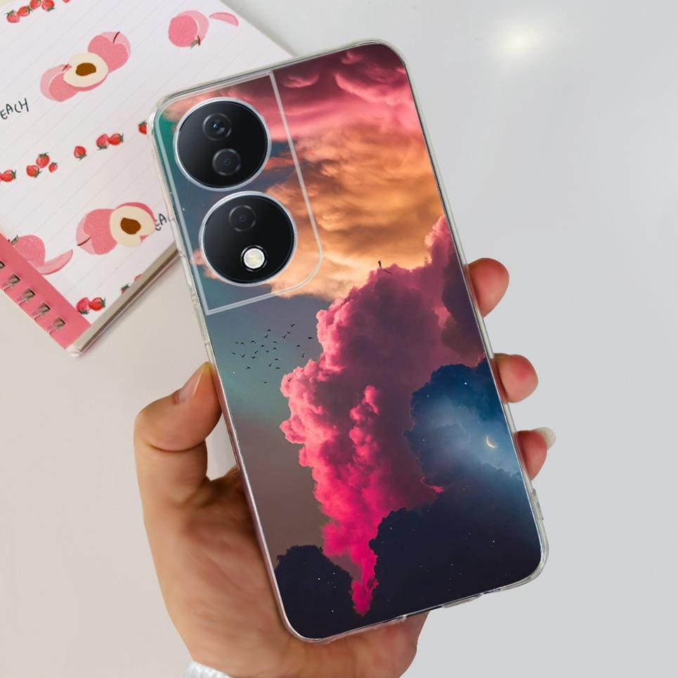 For Cover Honor X7b 5G Case For Honor X8B 4G Love Heart Women Fashion Luxury Pattern Housing Etui Huawei HonorX8b Soft Clear TPU