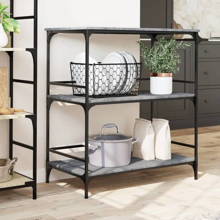 VidaXL Kitchen Trolley, Storage Shelf with Wheels, Organizer for Living Room Bathroom Office Toilet, Sonoma Grey 842334