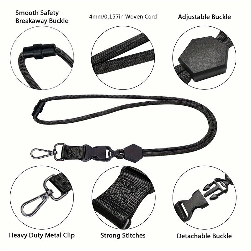 Heavy-Duty Hexagonal Adjustable Metal Hook Round Rope Strap Safety Buckle Removable Buckle Hanging Neck Employee Business Card Holder