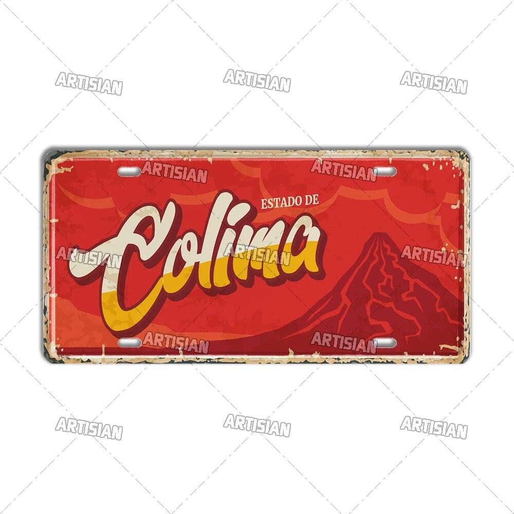 MEXICO License Plate City Metal Tin Plaque Car Metal Sign Wall Decor Garage Bar Pub Club Hotel Cafe Kitchen Home