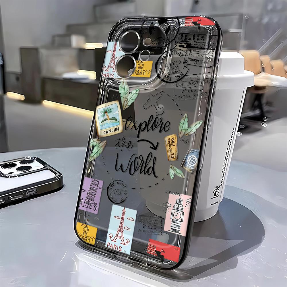 Исследуйте Мир Чехол для Телефона с Рисунком Путешествий для iPhone 17 16 15 14 13 12 11 ProMax X XS XR 7 8Plus Мягкий ТПУ Ударопрочный Чехол