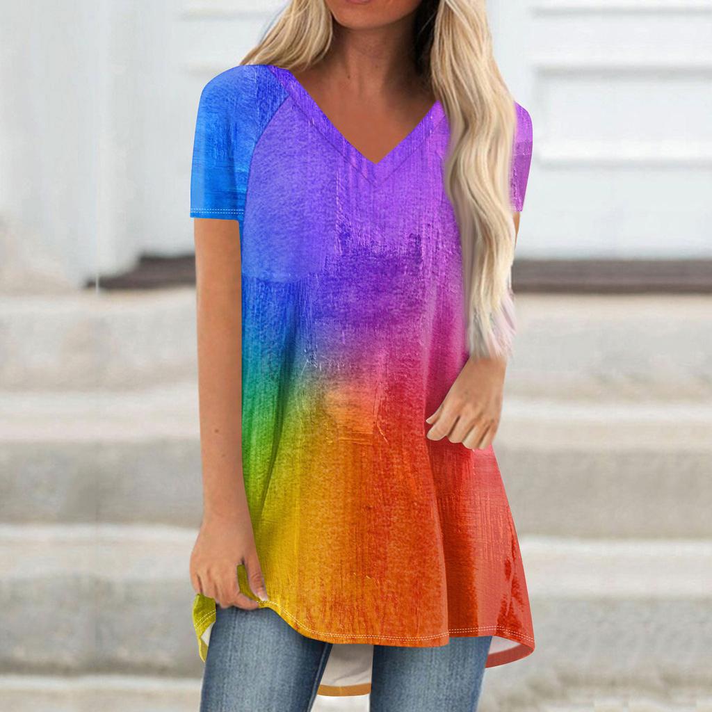 Женские плиссированные свободные топы с короткими рукавами Плюс размер Повседневные топы с V-образным вырезом и короткими рукавами Повседневные летние футболки Женские топы Футболки Рубашки