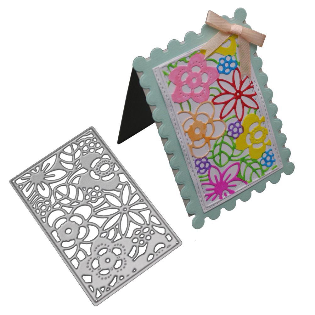 Прямоугольная рамка, украшение из цветов, металлический серебристый трафарет, тиснение, резка, штампы для скрапбукинга, изготовление открыток из бумаги