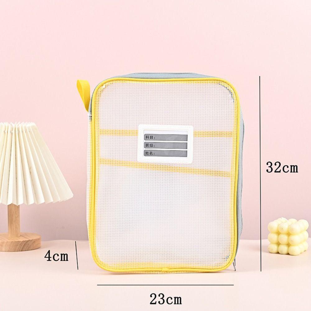 Zipper Test Paper Storage Bag Large Capacity File Folder Bag Stationery Organizer Pouch Students