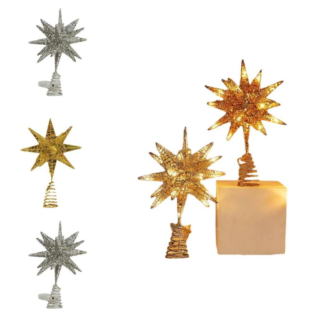 Star Tree Topper With Led Sparkles And Iron Construction For Christmas Festivities