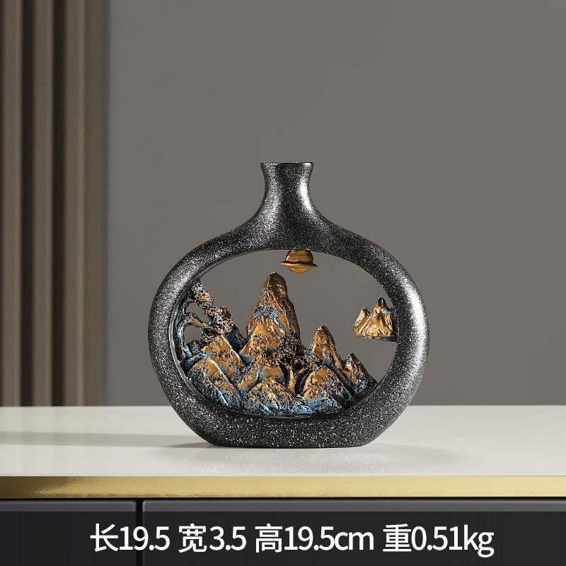 New Chinese vase ornament landscape retro ornament desktop dining table vase housewarming gift home entrance ornament