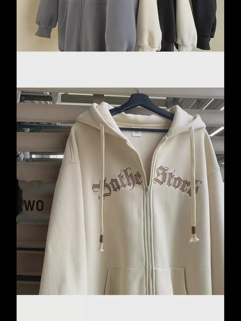 Unisex American-Style Zipper Hoodie: Loose Fit, Trendy Casual Jacket for Spring & Autumn