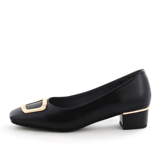 Himiko Water-Resistant Square Buckle Rain Pumps/654101 Black 235