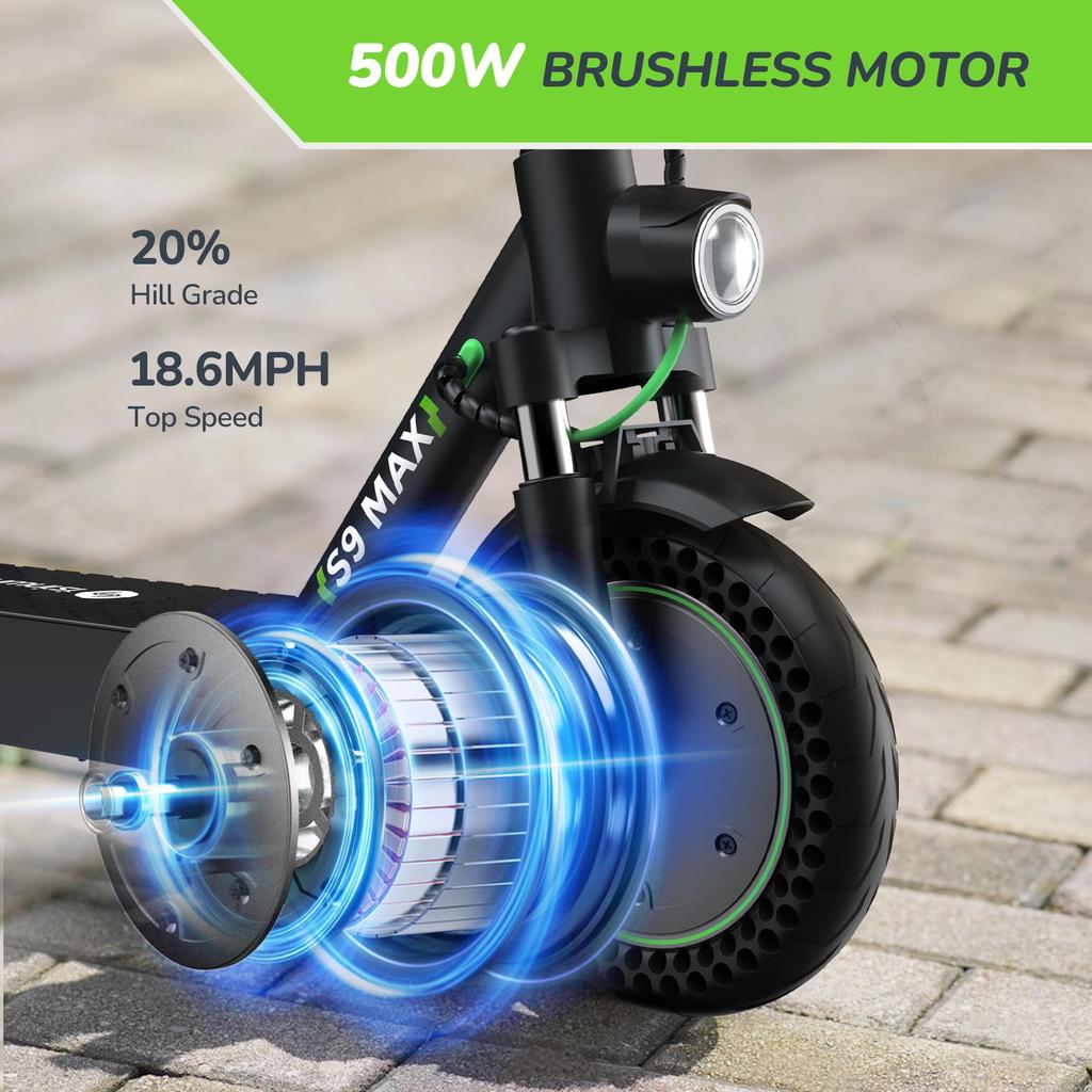 Isinwheel S9 MAX Electric Scooter - 500W Motor, 40KM Range, 10" Honeycomb Tires, Foldable & Lightweight for Urban Commute