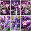 Набор для алмазной вышивки Алмазная мозаика Сиреневый цветок Алмазная картина Полная круглая ваза Рукоделие Модульные наборы для вышивки крестом