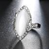 Women Marquise Cut Artificial Stone Shiny Rhinestone Finger Ring Jewelry