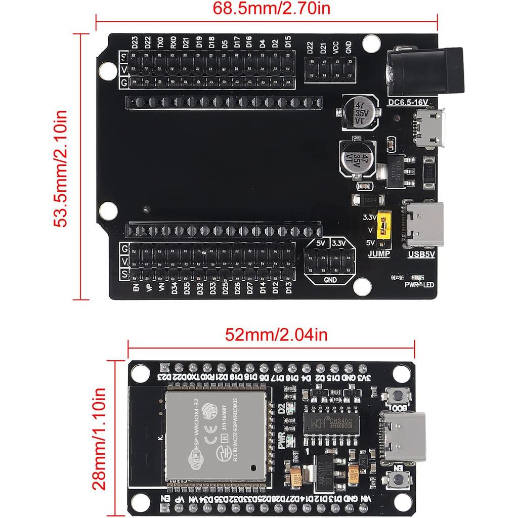ESP-WROOM-32 ESP32 ESP-32S Type-C USB Плата для разработки Type-C USB CH340C WiFi+Bluetooth Сверхнизкое энергопотребление Двухъядерный ESP32-DevKit