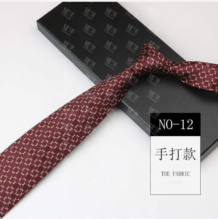 Tie Wedding Groom Business Men Retro Pattern Dress Burgundy Hand Style 8Cm Hand Tie
