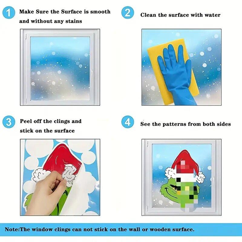 Снежинка Звезда Статичное Рождественское Украшение Новый Год r Детская Комната Стеклянная Наклейка Наклейка 24X32CM Наклейки на Окно Санта Клаус Снеговик Аксессуары