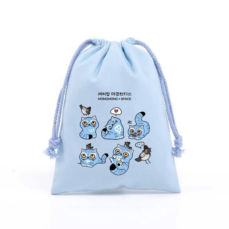 K-pop Охотники на демонов Сумка на шнурке для хранения Музыкальный мультяшный дизайн Вечеринка Печенье Конфеты Упаковка Детские подарочные пакеты Принт Хлопок Кошелек для ключей