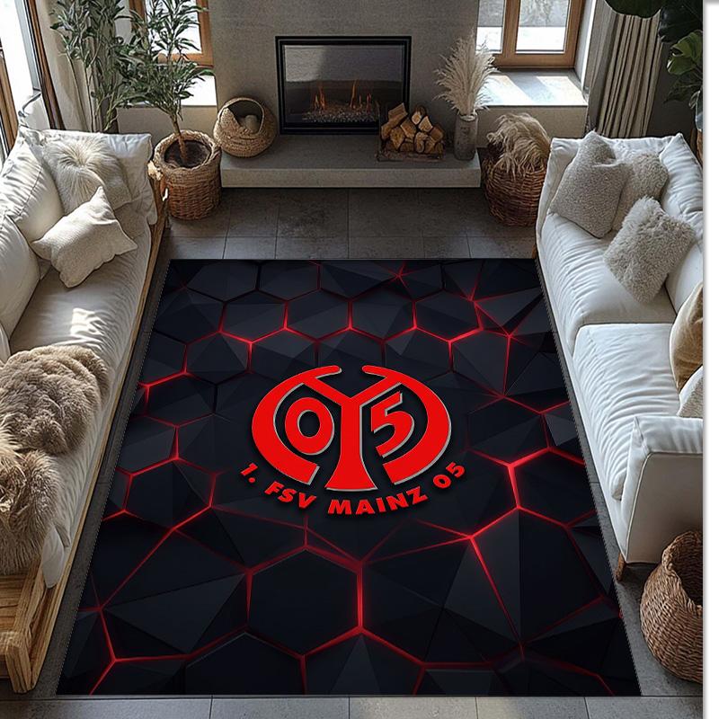 Mainz FC Soccer Football Pattern Soft Area Rug Non Slip Indoor Floor Carpet Sports Decor Mat for Bedroom