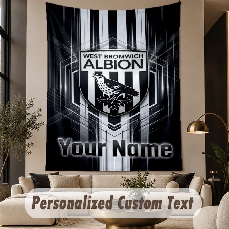 Custom Text Tapestry West Bromwich Albion FC Print Wall Tapestry Indoor Living Room Wall Decor