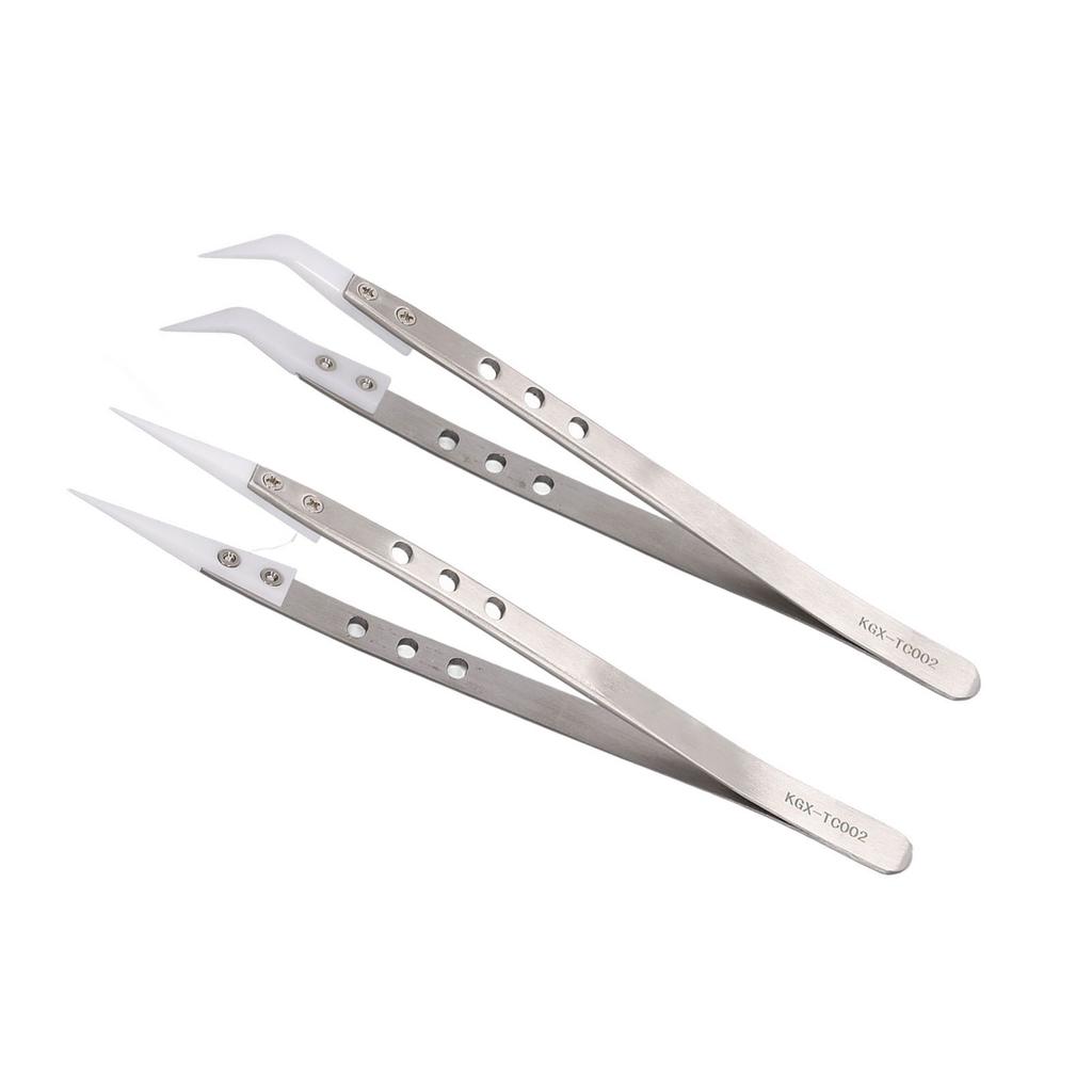 2 шт. пинцеты для технического обслуживания из нержавеющей стали, керамические, прямые, изогнутые, инструменты для ремонта электроники
