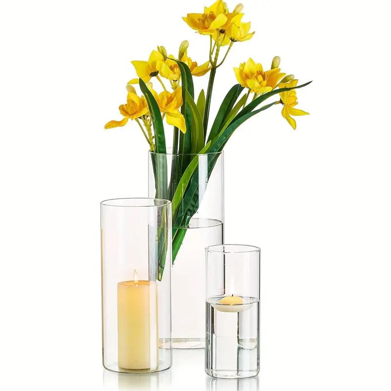 3/4 шт. Стеклянная ваза, настольные украшения, сухие цветы, гидропонная система, свадебные принадлежности, ваза, подсвечник, набор, минималистский, 2 комбинации