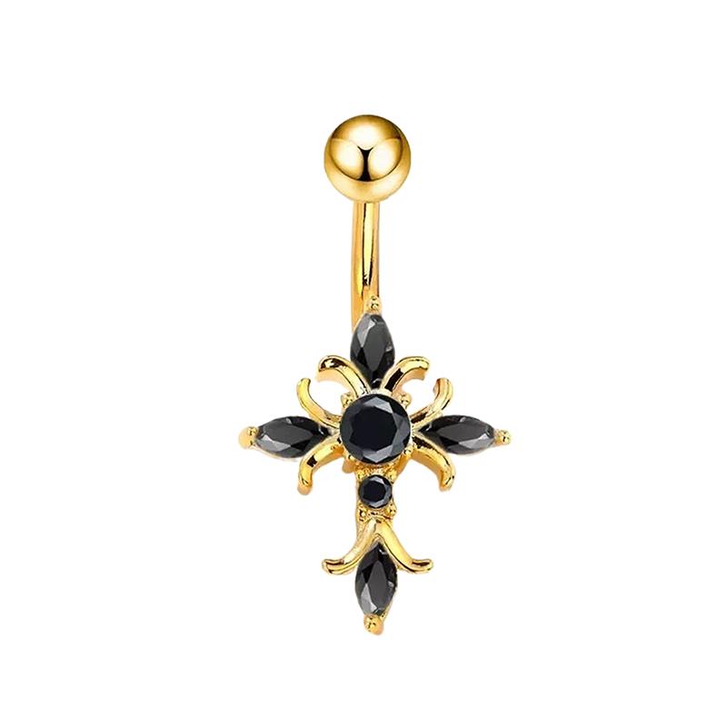 Пирсинг пупка с христианским крестом, украшения, штанга 14G из титана, женский, мужской, религиозные аксессуары, золото, серебро, кольца для пупка