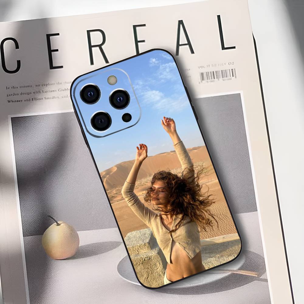 Z-Zendaya Phone Case For iPhone 17,16,15,14,13,12,11 Plus,Pro Max,XS,Soft Silicone Black Cover