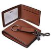 Leather Bifold Wallet Card Case Keychain Dark Saddle 64118 [Coach] Men's + (Passport) +