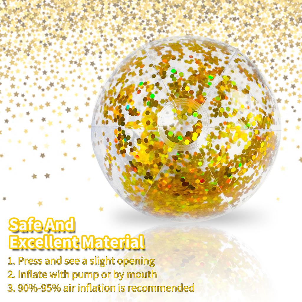 1/2/5pcs PVC Inflatable Glitter Beach Ball Transparent Confetti Sequin Swimming Pool Balls Christmas Interactive Playing Balls