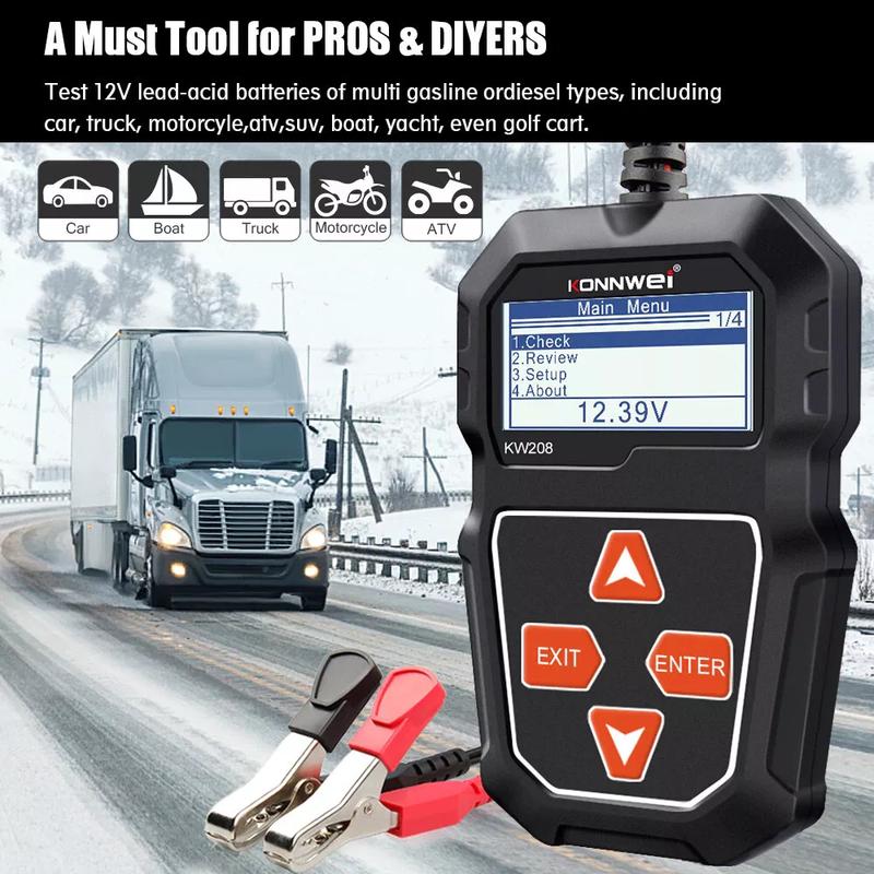 KONNWEI KW208 Car Battery Tester 12V 100 to 2000CCA Cranking Charging Circut Tester Battery Analyzer 12 Volts Battery Tools 2026