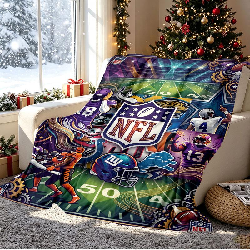 NFL Pattern Blanket for Home Decoration, Bed, Sofa, Car Travel, Camping, Suitable for All Seasons, Birthday Christmas Gift