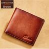 Самый продаваемый мужской кожаный кошелек тройного сложения с ретро-оттенком, первым слоем коровьей кожи, защитой от кражи и размагничивания.