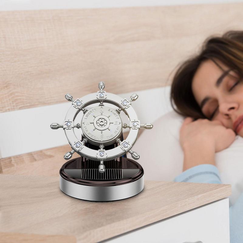 Автомобильные духи, вращающийся солнечный металлический руль, аромат, автомобильные аксессуары, духи, вращающаяся парфюмерная база на солнечной энергии, форма руля корабля