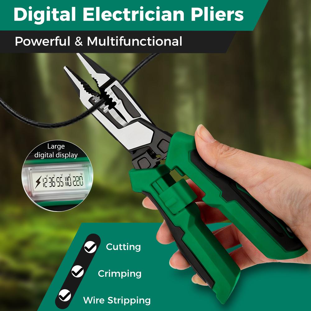 Multifunctional Wire Stripper & Voltage Tester Pliers Foldable Stainless Steel Electrician Tool With Live/Neutral Wire Detection