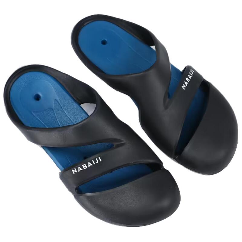 Decathlon CLOG 500 Удобные Износостойкие Нескользящие Шлепанцы с Защитой Пальцев для Бассейна Унисекс Черный Голубой